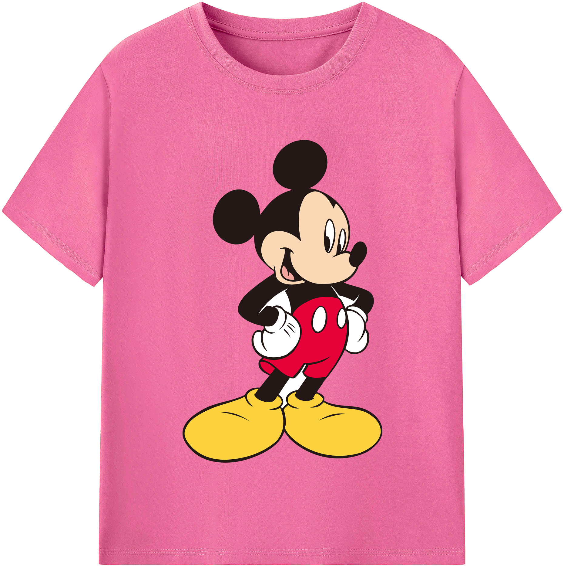 （画像用） ミッキーマウス Mickey Mouse レディースカジュアルプリントTシャツ（綿100％）
